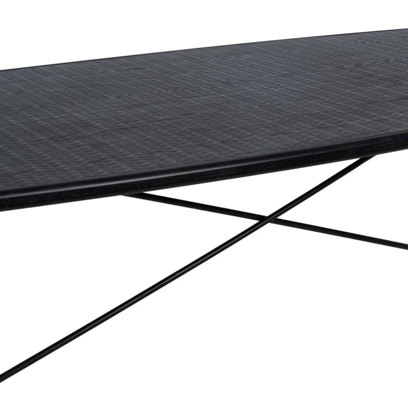 Table à manger Rectangulaire 6 personnes en Bois de Xylosma Noir Naturel Métal Noir Oslo - 6