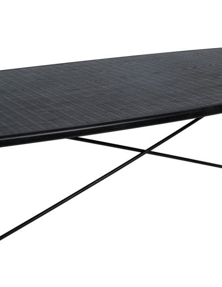 Table à manger Rectangulaire 6 personnes en Bois de Xylosma Noir Naturel Métal Noir Oslo - 6