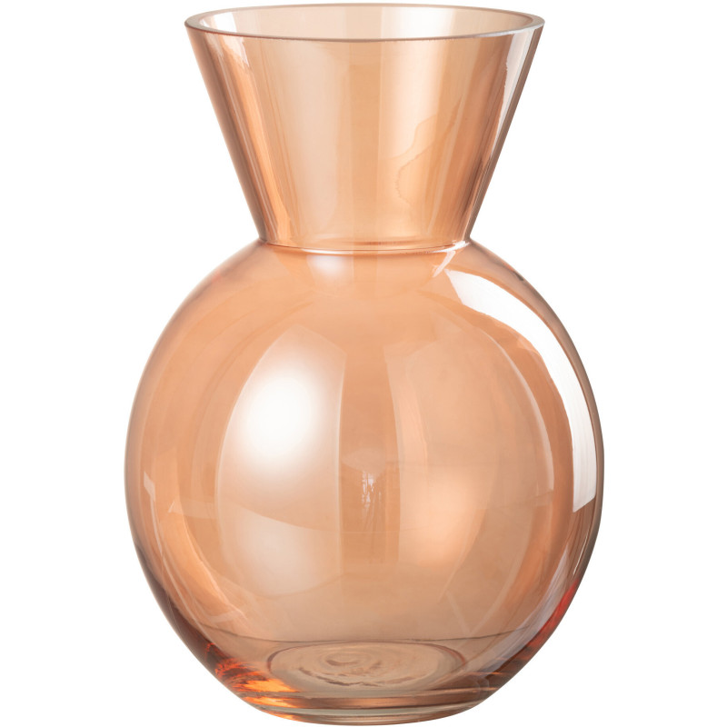Vase Rond Lucy Hauteur 25 cm en Verre Orange - 1