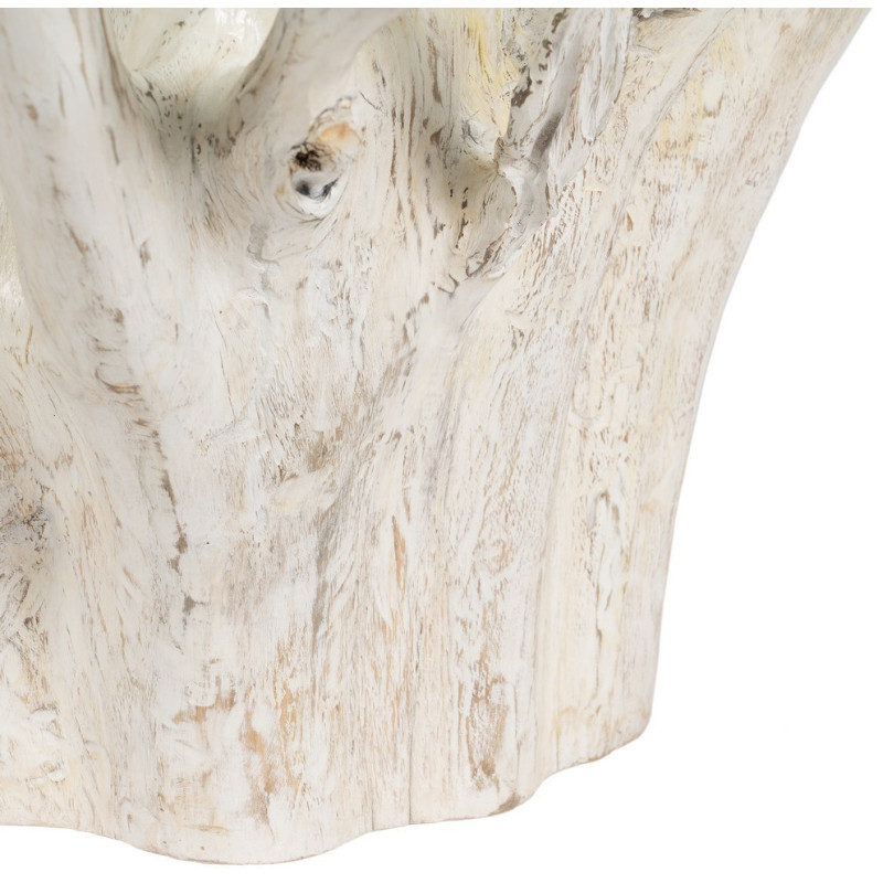 Table basse originale Racines Ronde en Bois de teck Blanc Verre Transparent Biana - 5