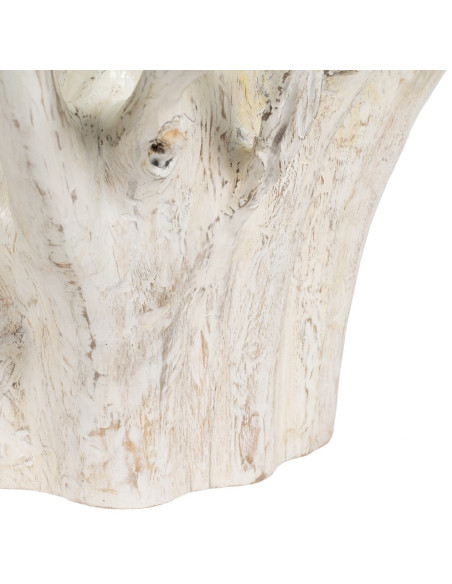 Table basse originale Racines Ronde en Bois de teck Blanc Verre Transparent Biana - 5