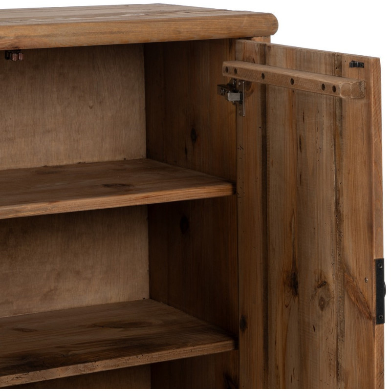 Petit Buffet oriental Bas 2 portes 1 niche en Bois de pin recyclé Naturel Naturel Zayd - 5