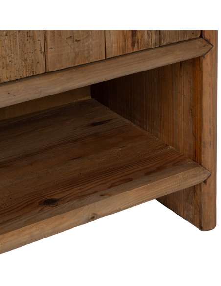 Petit Buffet oriental Bas 2 portes 1 niche en Bois de pin recyclé Naturel Naturel Zayd - 8