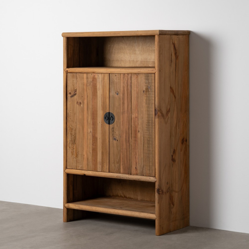 Grand Buffet oriental Haut 2 portes 2 niches en Bois de pin recyclé Naturel Naturel Zayd - 1