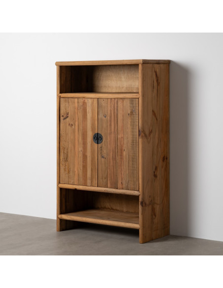 Grand Buffet oriental Haut 2 portes 2 niches en Bois de pin recyclé Naturel Naturel Zayd - 1