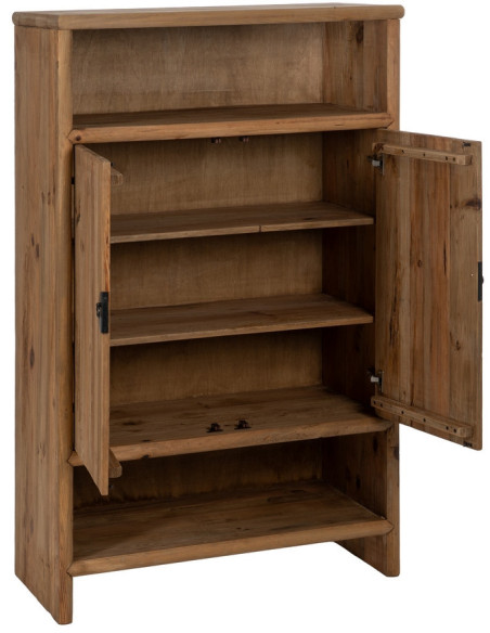 Grand Buffet oriental Haut 2 portes 2 niches en Bois de pin recyclé Naturel Naturel Zayd - 3