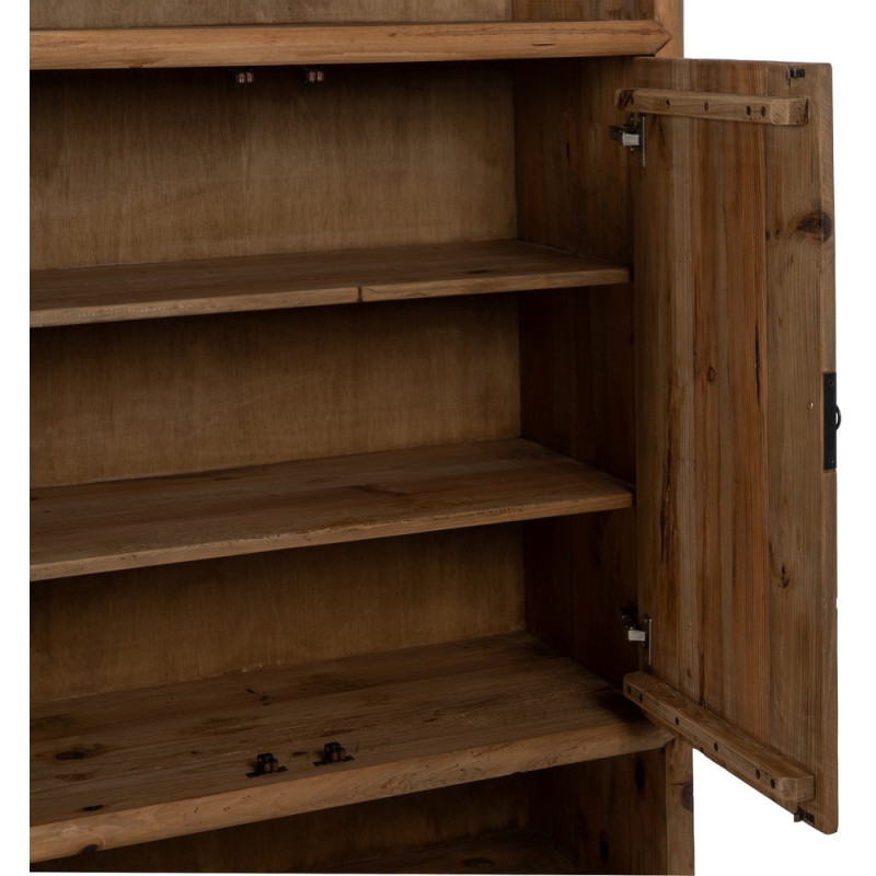 Grand Buffet oriental Haut 2 portes 2 niches en Bois de pin recyclé Naturel Naturel Zayd - 5