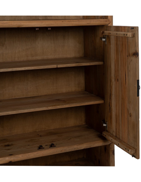 Grand Buffet oriental Haut 2 portes 2 niches en Bois de pin recyclé Naturel Naturel Zayd - 5