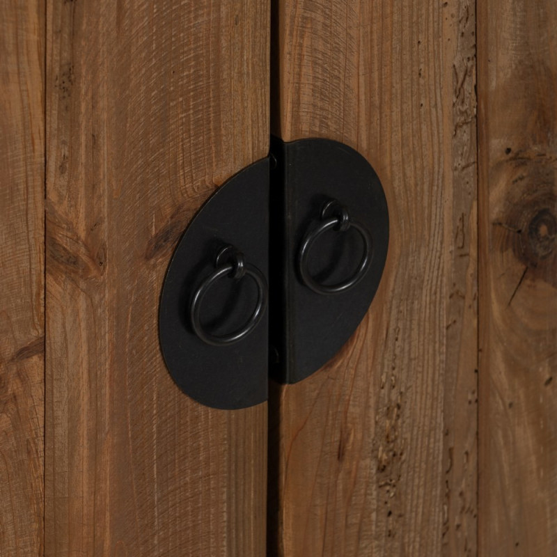 Grand Buffet oriental Haut 2 portes 2 niches en Bois de pin recyclé Naturel Naturel Zayd - 6