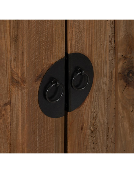 Grand Buffet oriental Haut 2 portes 2 niches en Bois de pin recyclé Naturel Naturel Zayd - 6