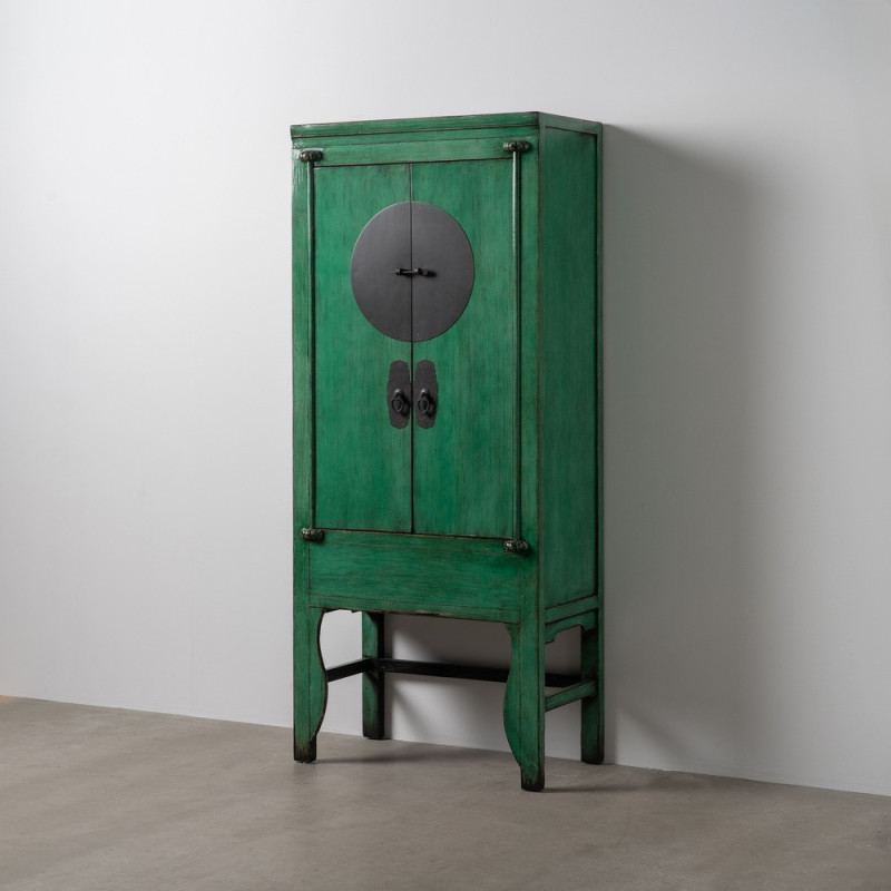 Petite Armoire orientale haute 2 portes en Bois de pin recyclé Vert Vieilli Cuivre Bois MDF Sana - 2