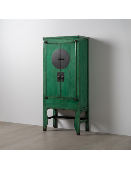 Petite Armoire orientale haute 2 portes en Bois de pin recyclé Vert Vieilli Cuivre Bois MDF Sana - 2