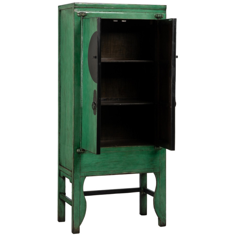Petite Armoire orientale haute 2 portes en Bois de pin recyclé Vert Vieilli Cuivre Bois MDF Sana - 3