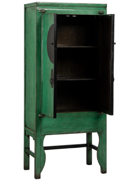 Petite Armoire orientale haute 2 portes en Bois de pin recyclé Vert Vieilli Cuivre Bois MDF Sana - 3