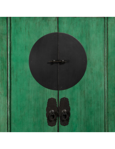Petite Armoire orientale haute 2 portes en Bois de pin recyclé Vert Vieilli Cuivre Bois MDF Sana - 4