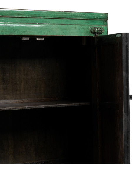 Petite Armoire orientale haute 2 portes en Bois de pin recyclé Vert Vieilli Cuivre Bois MDF Sana - 5