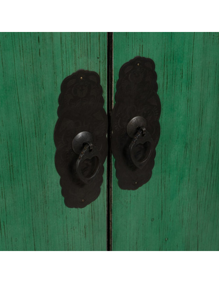 Petite Armoire orientale haute 2 portes en Bois de pin recyclé Vert Vieilli Cuivre Bois MDF Sana - 6