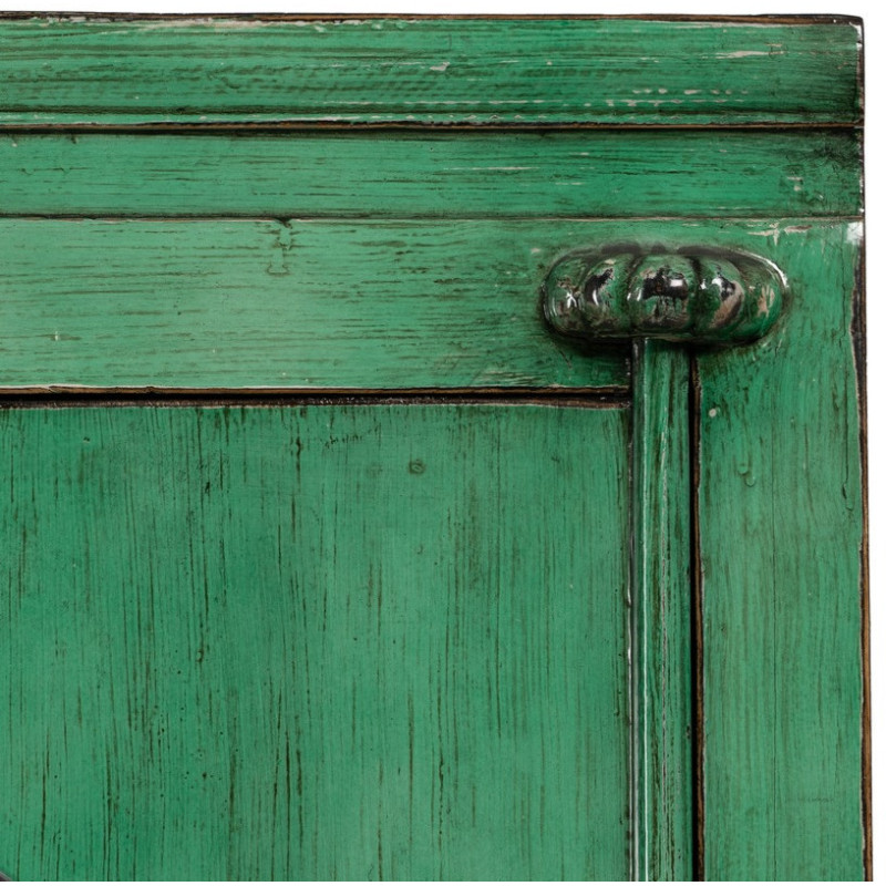 Petite Armoire orientale haute 2 portes en Bois de pin recyclé Vert Vieilli Cuivre Bois MDF Sana - 7