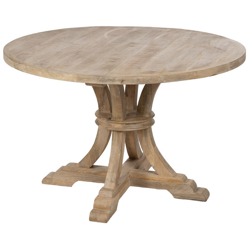 Table à manger vintage chic Ronde 6 personnes en Bois de manguier Naturel Blanchi Liria - 2