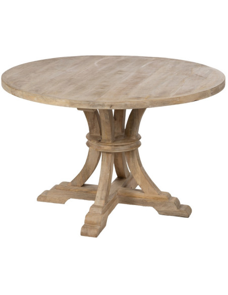 Table à manger vintage chic Ronde 6 personnes en Bois de manguier Naturel Blanchi Liria - 2