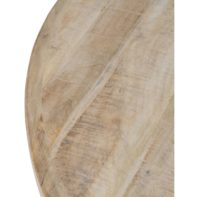 Table à manger vintage chic Ronde 6 personnes en Bois de manguier Naturel Blanchi Liria - 3