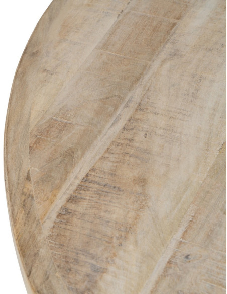 Table à manger vintage chic Ronde 6 personnes en Bois de manguier Naturel Blanchi Liria - 3