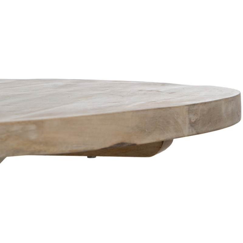 Table à manger vintage chic Ronde 6 personnes en Bois de manguier Naturel Blanchi Liria - 5