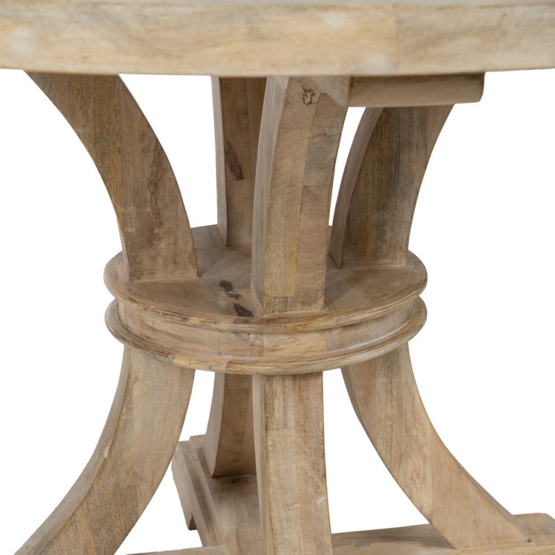Table à manger vintage chic Ronde 6 personnes en Bois de manguier Naturel Blanchi Liria - 6