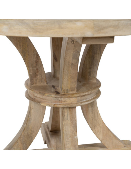 Table à manger vintage chic Ronde 6 personnes en Bois de manguier Naturel Blanchi Liria - 6