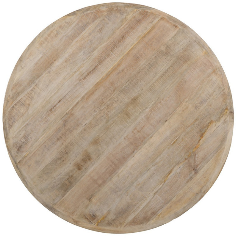 Table à manger vintage chic Ronde 6 personnes en Bois de manguier Naturel Blanchi Liria - 8