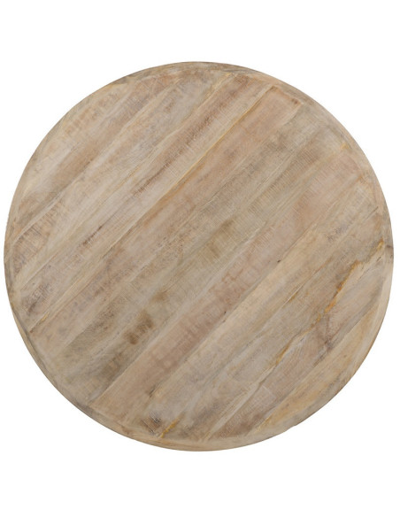 Table à manger vintage chic Ronde 6 personnes en Bois de manguier Naturel Blanchi Liria - 8