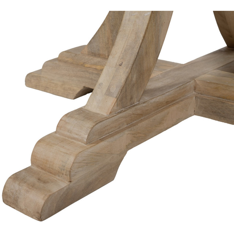 Table à manger vintage chic Ronde 6 personnes en Bois de manguier Naturel Blanchi Liria - 9
