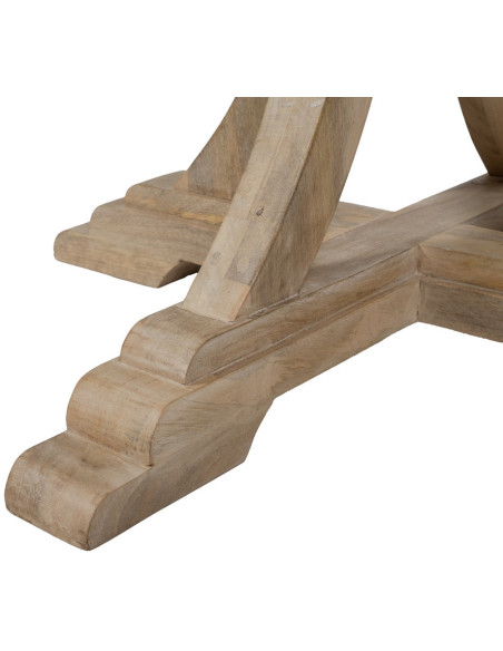 Table à manger vintage chic Ronde 6 personnes en Bois de manguier Naturel Blanchi Liria - 9