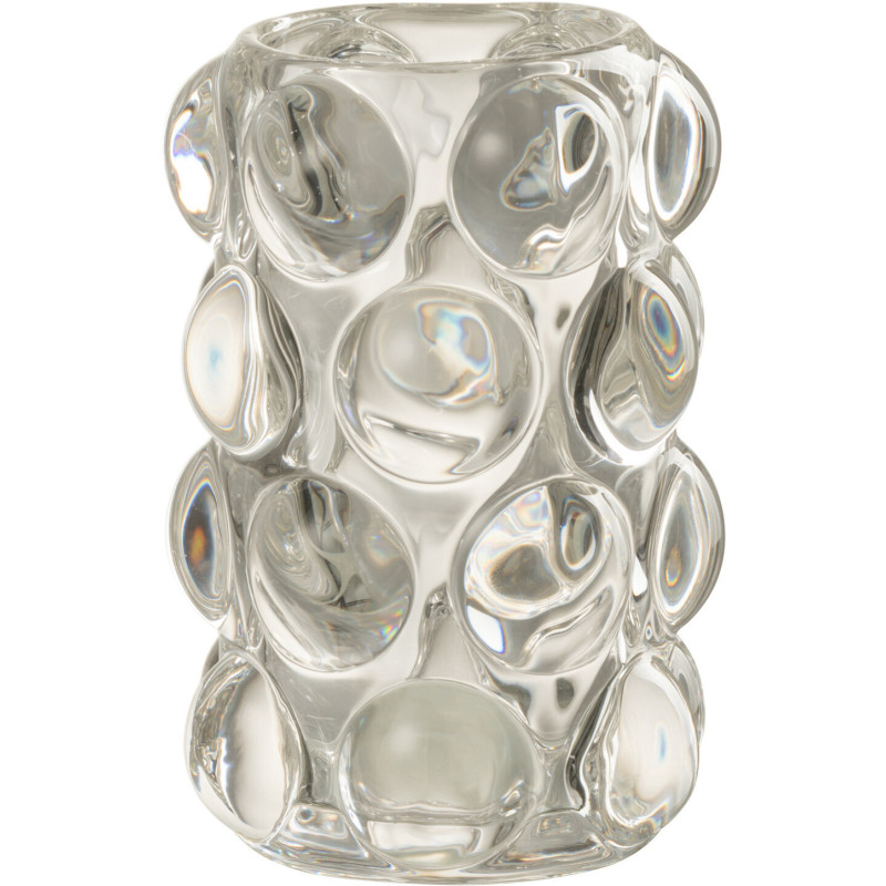 Photophore moderne boules relief en verre transparent 12 cm - 1
