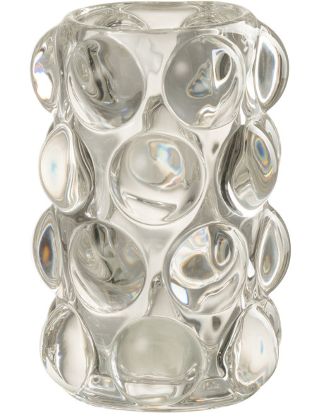 Photophore moderne boules relief en verre transparent 12 cm - 1