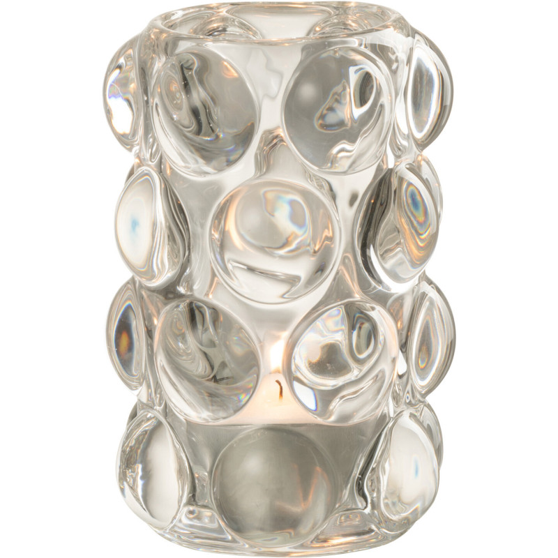 Photophore moderne boules relief en verre transparent 12 cm - 2