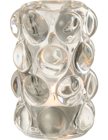 Photophore moderne boules relief en verre transparent 12 cm - 2