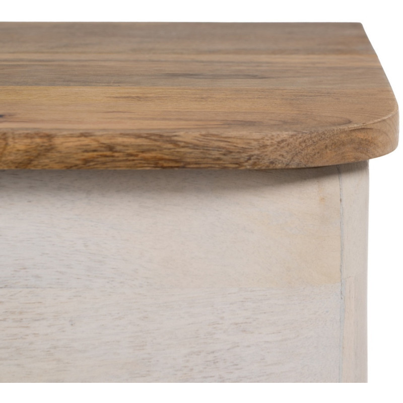 Commode moderne 3 tiroirs en Bois de manguier Blanc Vieilli Naturel Métal Doré Zuria - 9