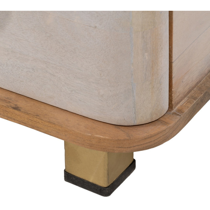 Commode moderne 3 tiroirs en Bois de manguier Blanc Vieilli Naturel Métal Doré Zuria - 11