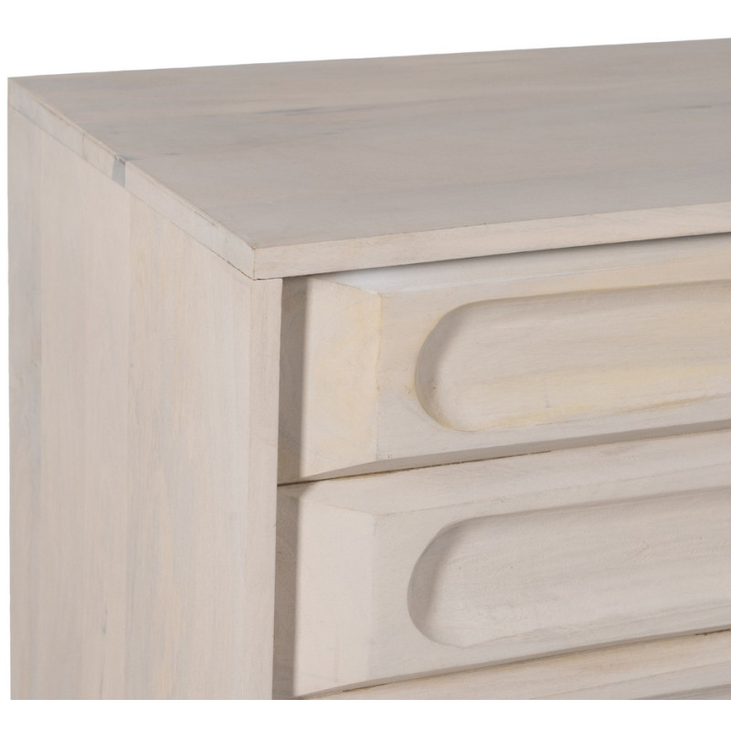 Buffet enfilade moderne Bas 4 portes en Bois de manguier Blanc Vieilli Métal Amiel - 4