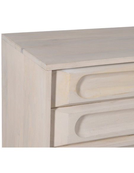 Buffet enfilade moderne Bas 4 portes en Bois de manguier Blanc Vieilli Métal Amiel - 4