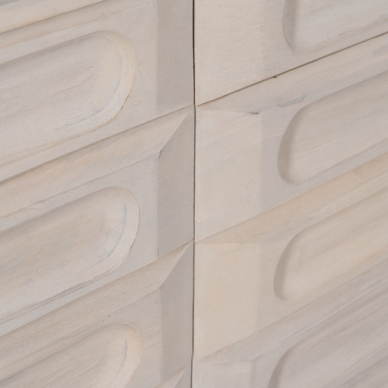 Buffet enfilade moderne Bas 4 portes en Bois de manguier Blanc Vieilli Métal Amiel - 7