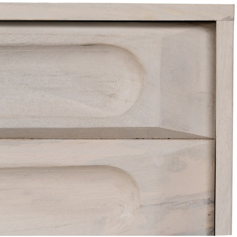 Buffet enfilade moderne Bas 4 portes en Bois de manguier Blanc Vieilli Métal Amiel - 9