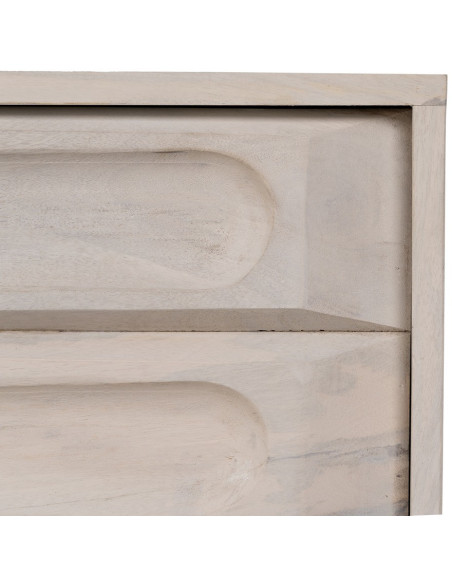 Buffet enfilade moderne Bas 4 portes en Bois de manguier Blanc Vieilli Métal Amiel - 9