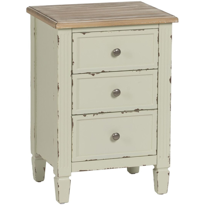 Chevet 3 tiroirs en Bois de sapin Beige Brossé Ailis - 1