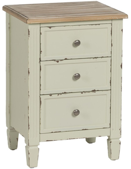 Chevet 3 tiroirs en Bois de sapin Beige Brossé Ailis - 1