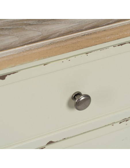 Chevet 3 tiroirs en Bois de sapin Beige Brossé Ailis - 4