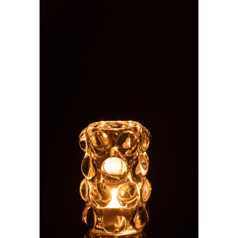 Photophore moderne boules relief en verre transparent 12 cm - 3