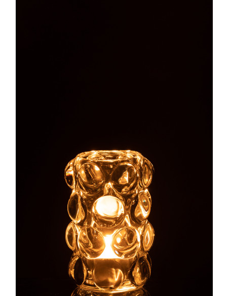 Photophore moderne boules relief en verre transparent 12 cm - 3