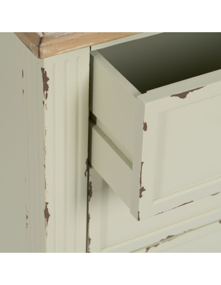 Chevet 3 tiroirs en Bois de sapin Beige Brossé Ailis - 5